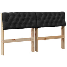 Gestoffeerd hoofdbord Zwart 140 cm Massief grenenhout