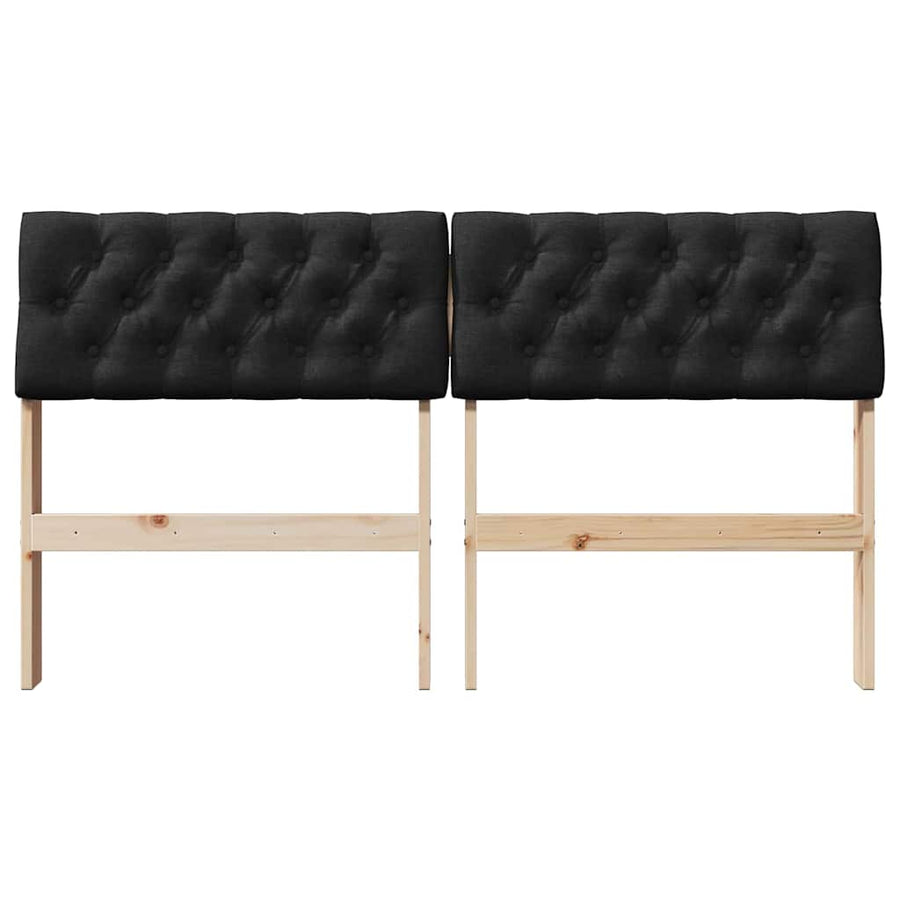 Gestoffeerd hoofdbord Zwart 140 cm Massief grenenhout