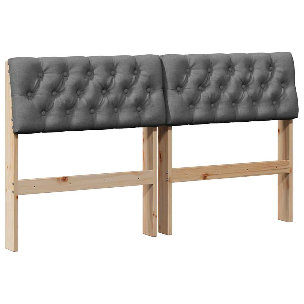 Gestoffeerd hoofdbord Donkergrijs 135 cm Massief grenenhout