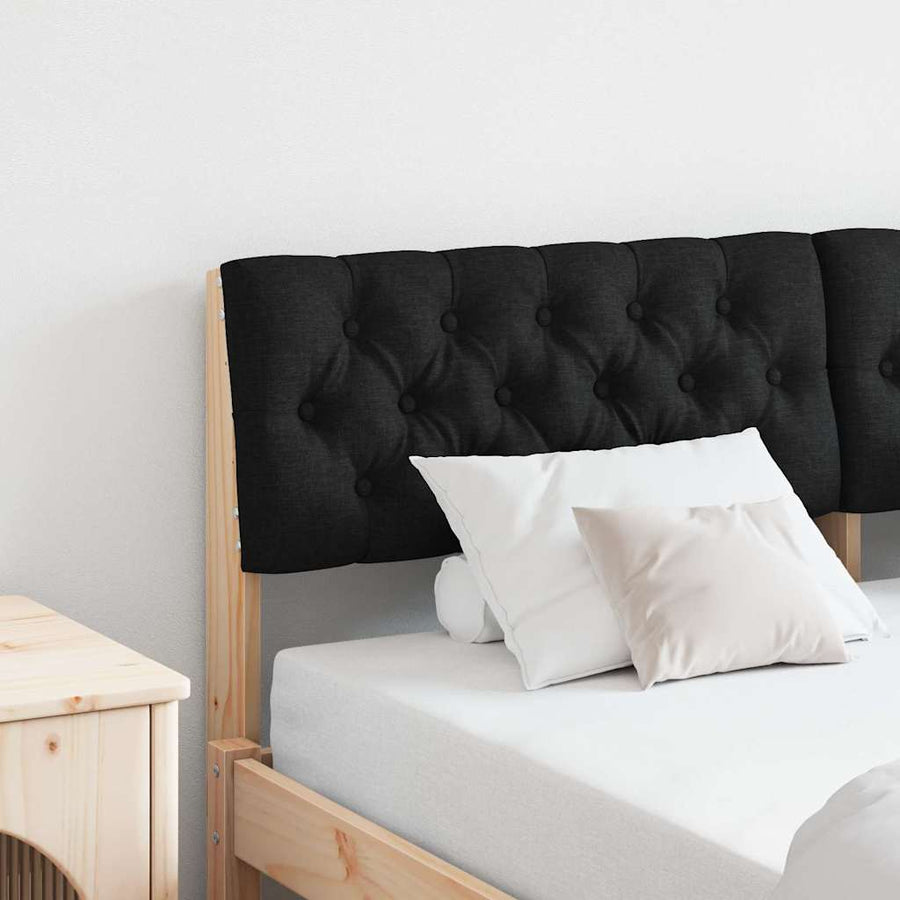 Gestoffeerd hoofdbord Zwart 135 cm Massief grenenhout