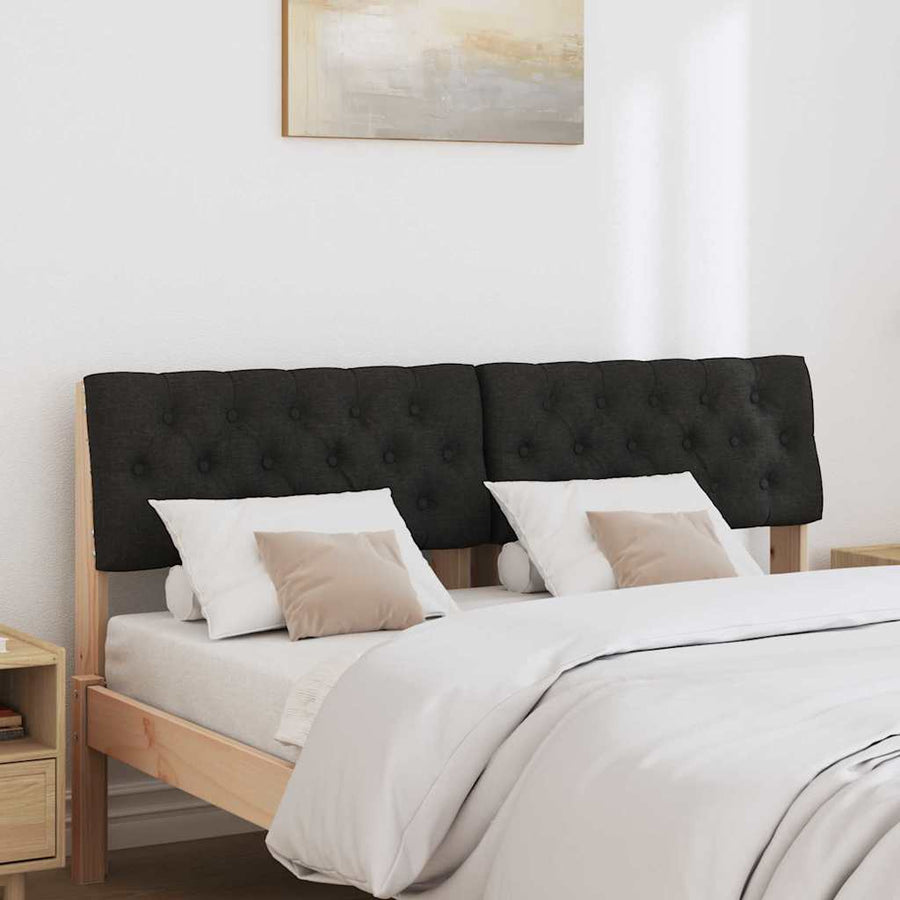 Gestoffeerd hoofdbord Zwart 135 cm Massief grenenhout
