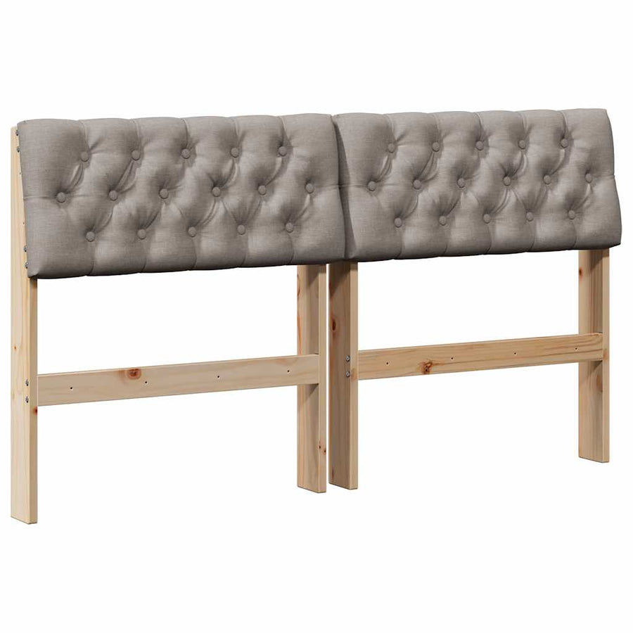 Gestoffeerd hoofdbord Taupe 135 cm Massief grenenhout