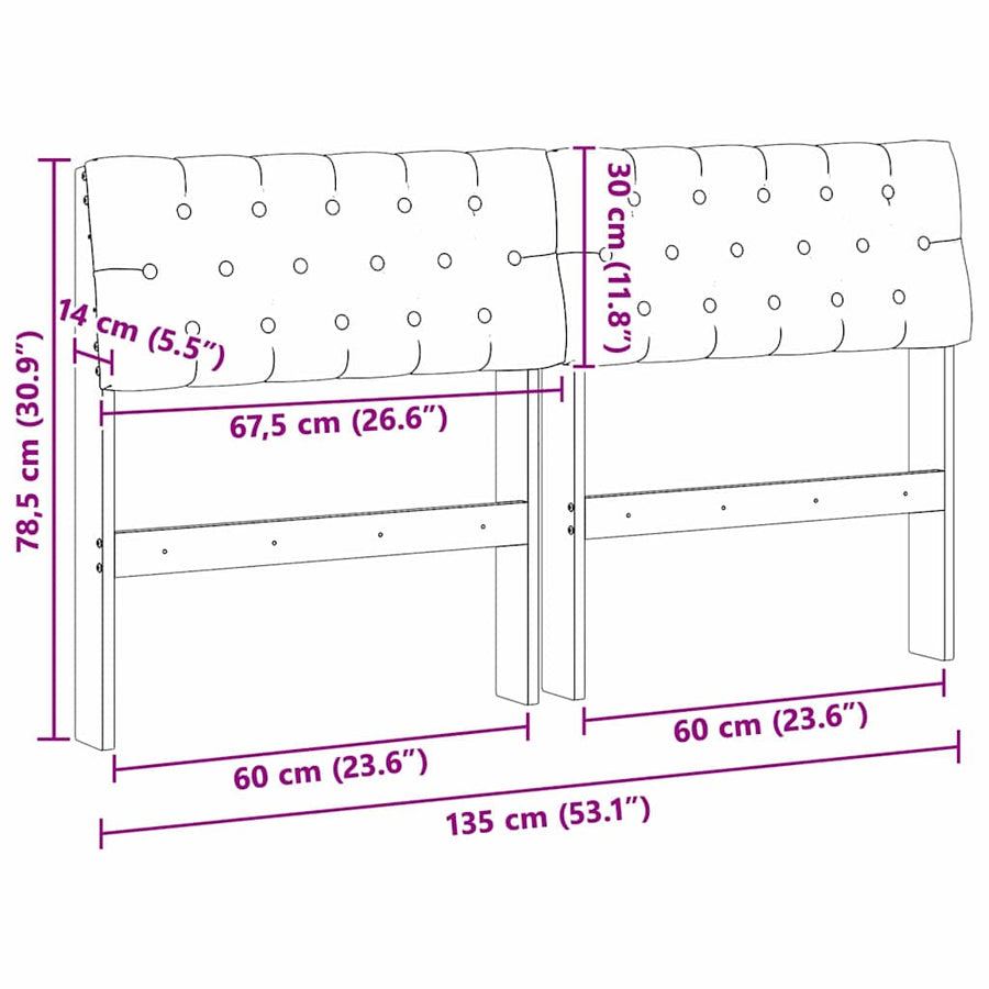 Gestoffeerd hoofdbord Lichtgrijs 135 cm Massief grenenhout