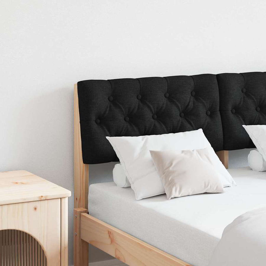 Gestoffeerd hoofdbord Zwart 120 cm Massief grenenhout