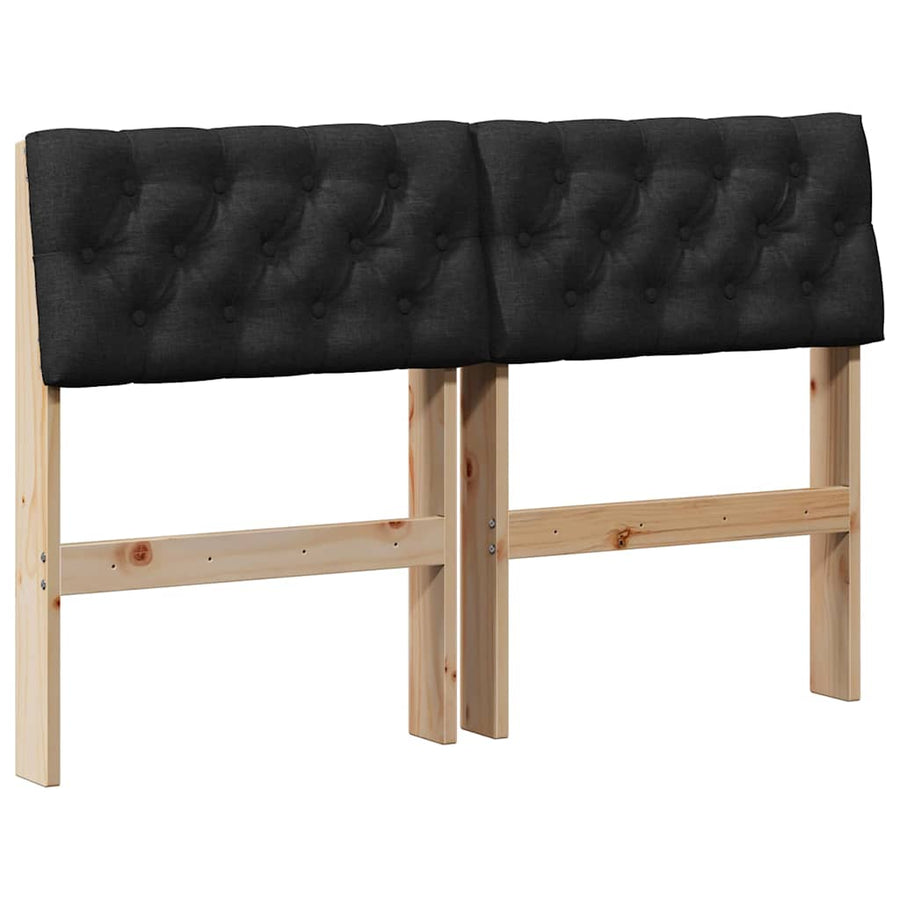 Gestoffeerd hoofdbord Zwart 120 cm Massief grenenhout