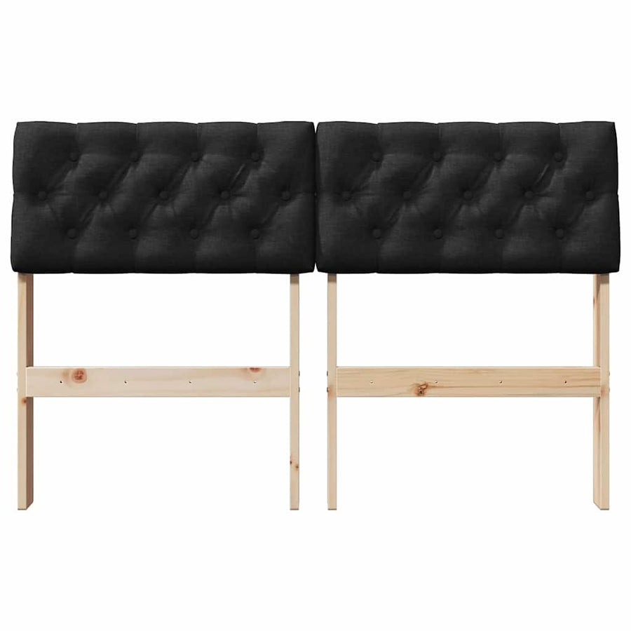 Gestoffeerd hoofdbord Zwart 120 cm Massief grenenhout
