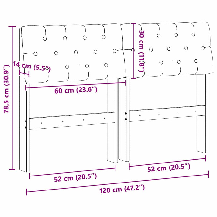 Gestoffeerd hoofdbord Lichtgrijs 120 cm Massief grenenhout