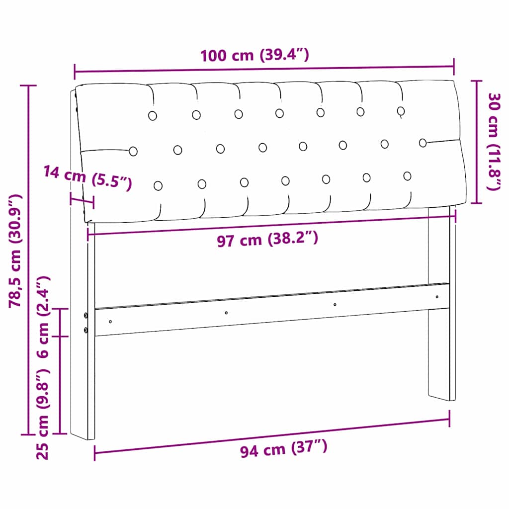 Gestoffeerd hoofdbord Lichtgrijs 100 cm Massief grenenhout
