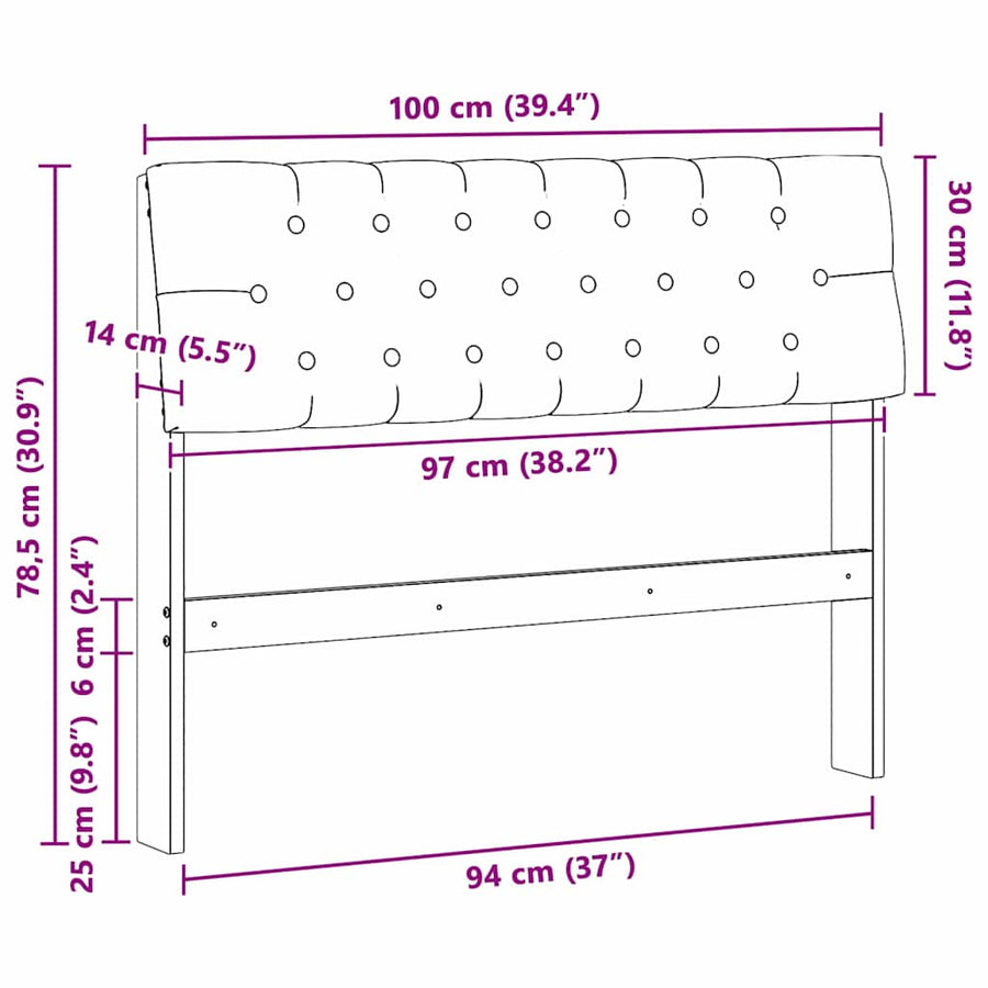 Gestoffeerd hoofdbord Lichtgrijs 100 cm Massief grenenhout