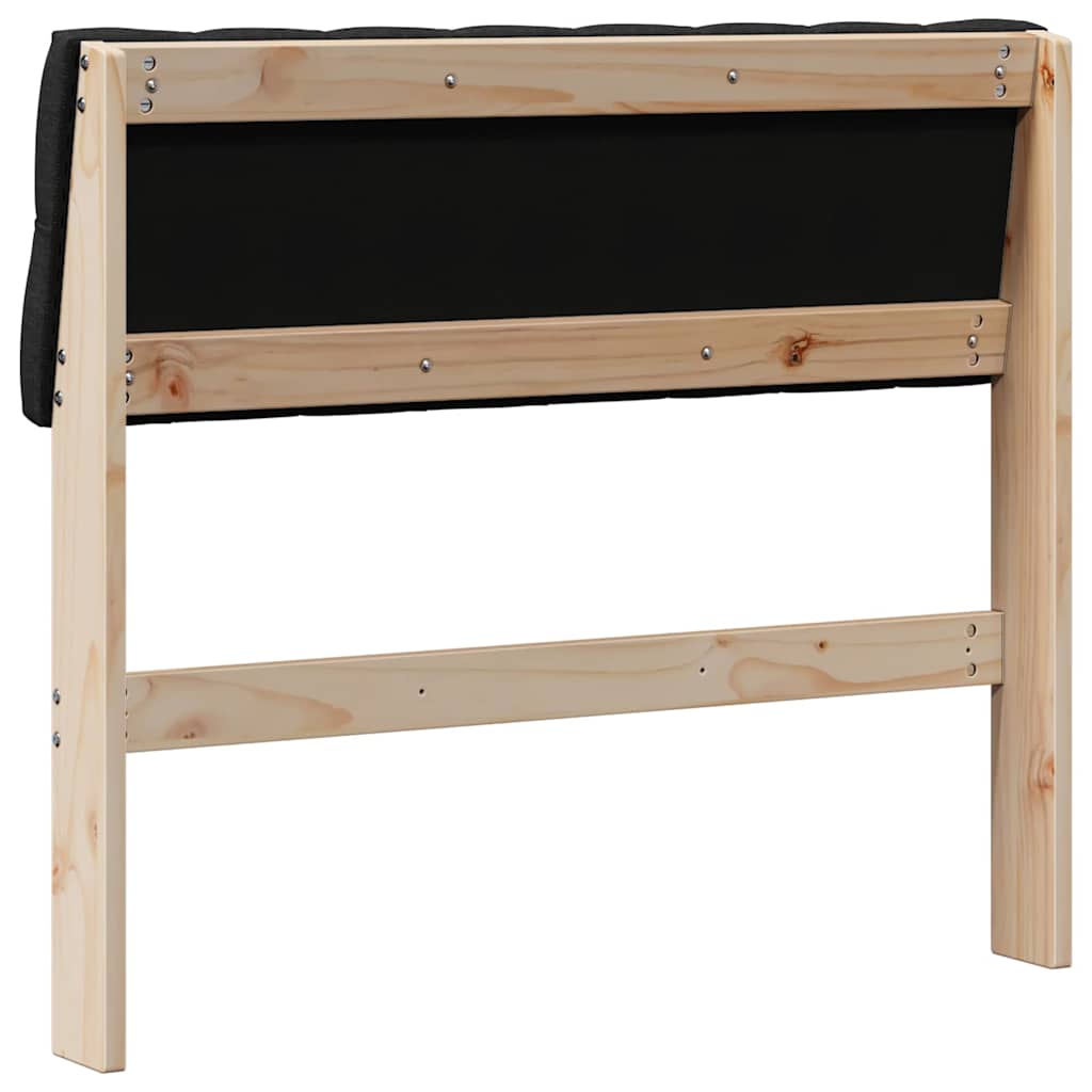 Gestoffeerd hoofdbord Zwart 90 cm Massief grenenhout