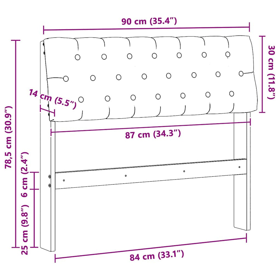 Gestoffeerd hoofdbord Taupe 90 cm Massief grenenhout