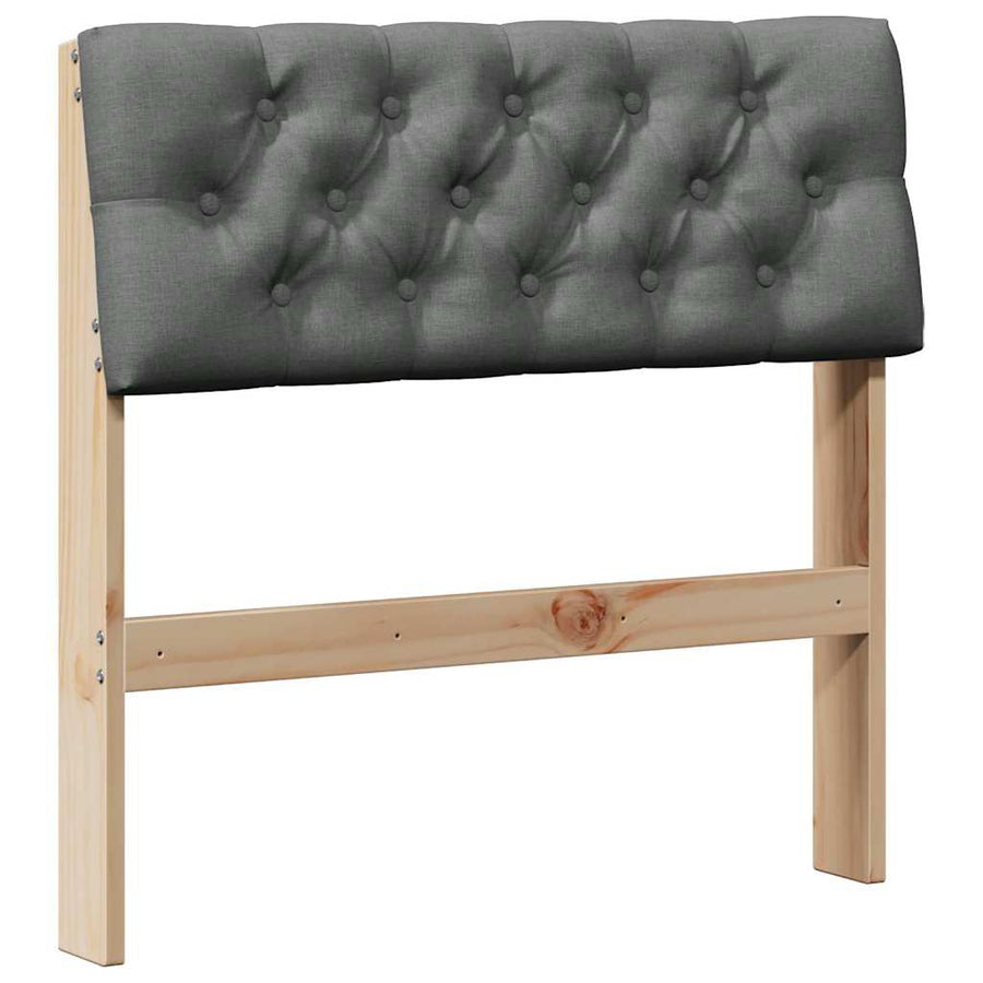 Gestoffeerd hoofdbord Donkergrijs 80 cm Massief grenenhout