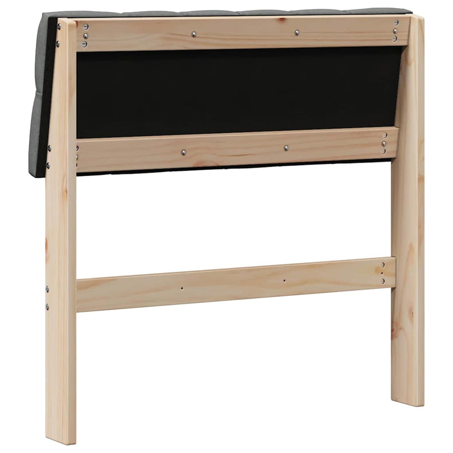Gestoffeerd hoofdbord Donkergrijs 80 cm Massief grenenhout
