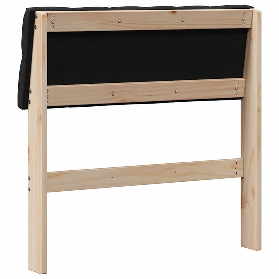 Gestoffeerd hoofdbord Zwart 80 cm Massief grenenhout
