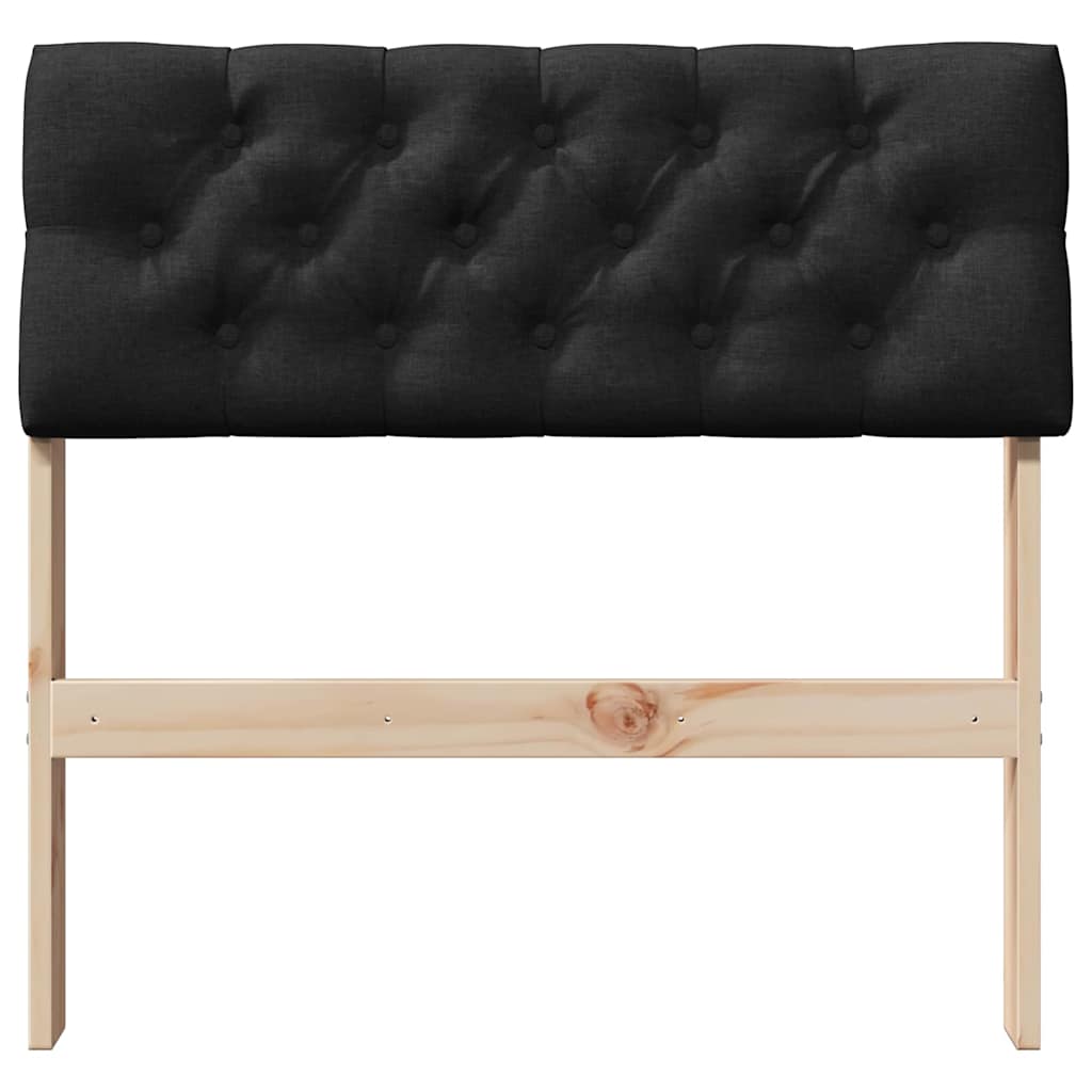 Gestoffeerd hoofdbord Zwart 80 cm Massief grenenhout