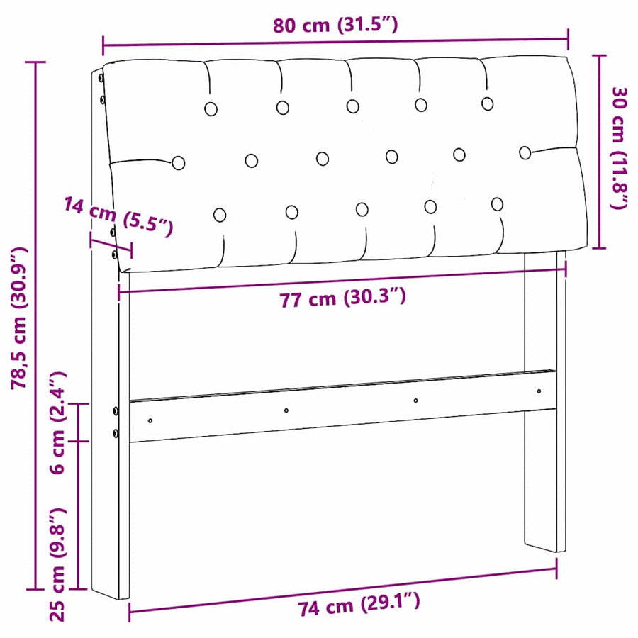 Gestoffeerd hoofdbord Zwart 80 cm Massief grenenhout
