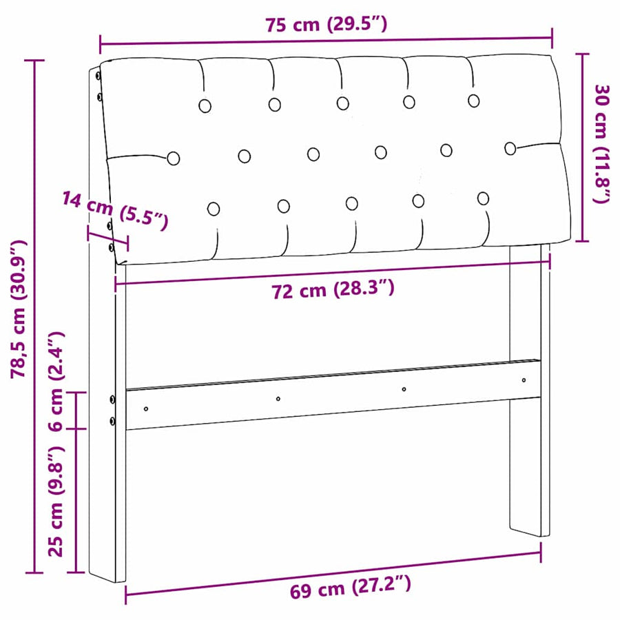 Gestoffeerd hoofdbord Donkergrijs 75 cm Massief grenenhout
