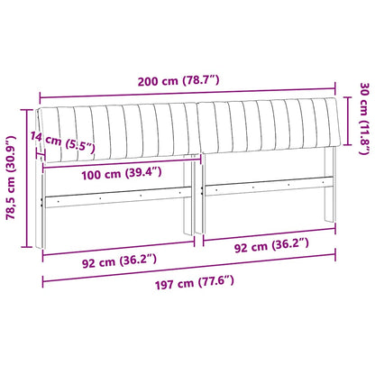 Gestoffeerd hoofdbord Donkergrijs 200 cm Massief grenenhout