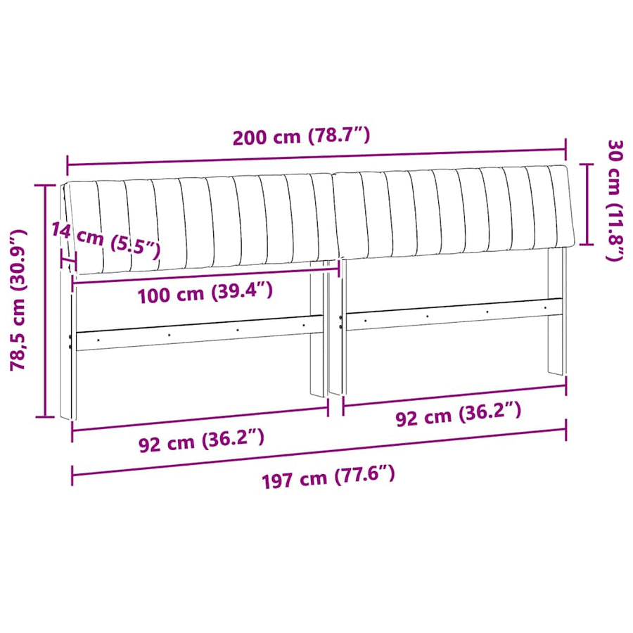 Gestoffeerd hoofdbord Donkergrijs 200 cm Massief grenenhout