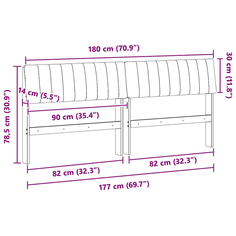 Gestoffeerd hoofdbord Taupe 180 cm Massief grenenhout