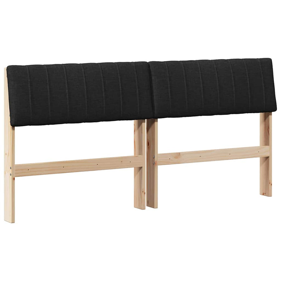 Gestoffeerd hoofdbord Zwart 150 cm Massief grenenhout