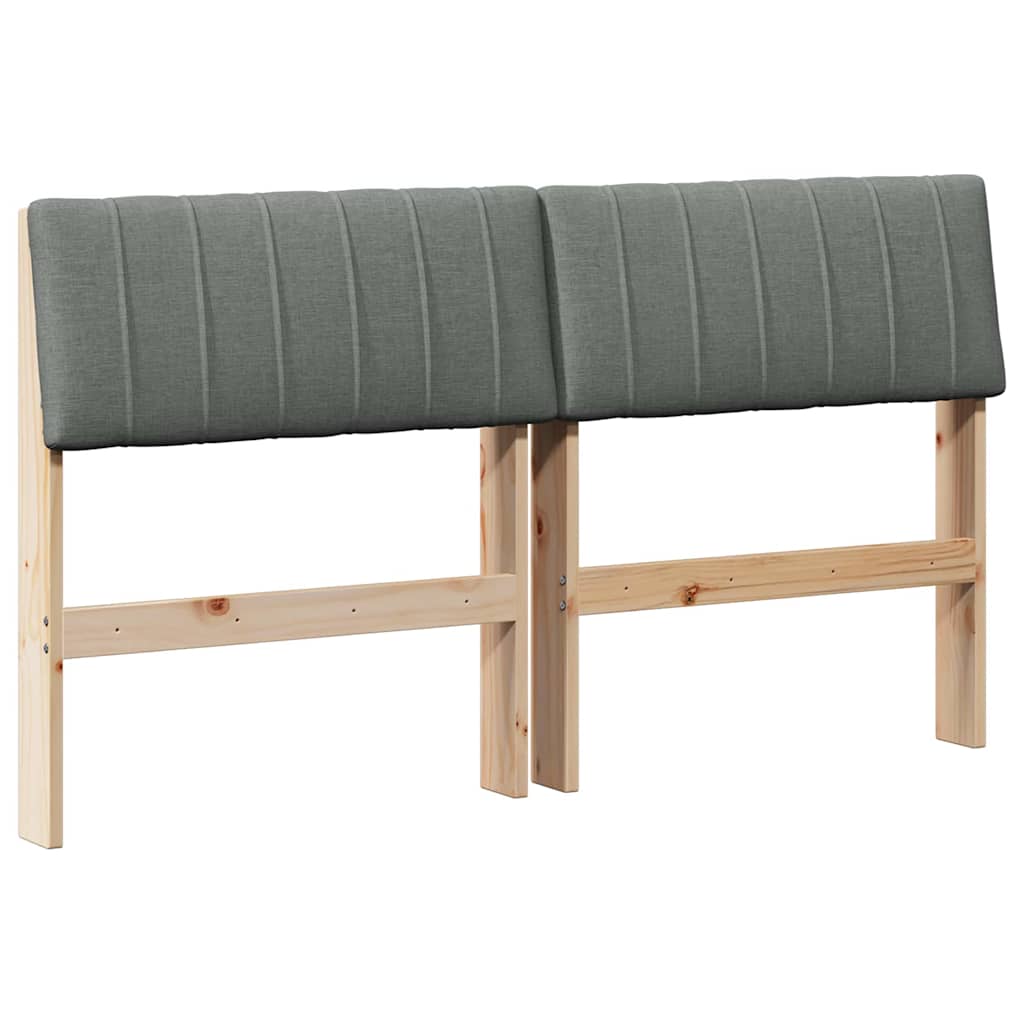 Gestoffeerd hoofdbord Donkergrijs 140 cm Massief grenenhout