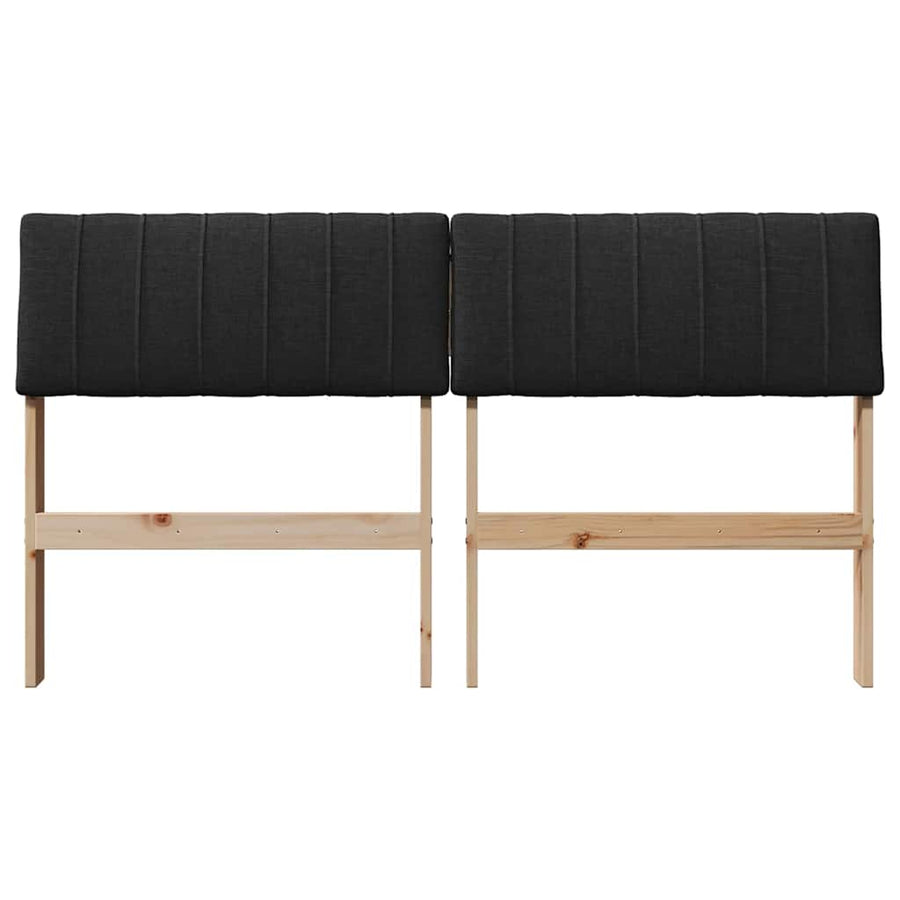 Gestoffeerd hoofdbord Zwart 135 cm Massief grenenhout