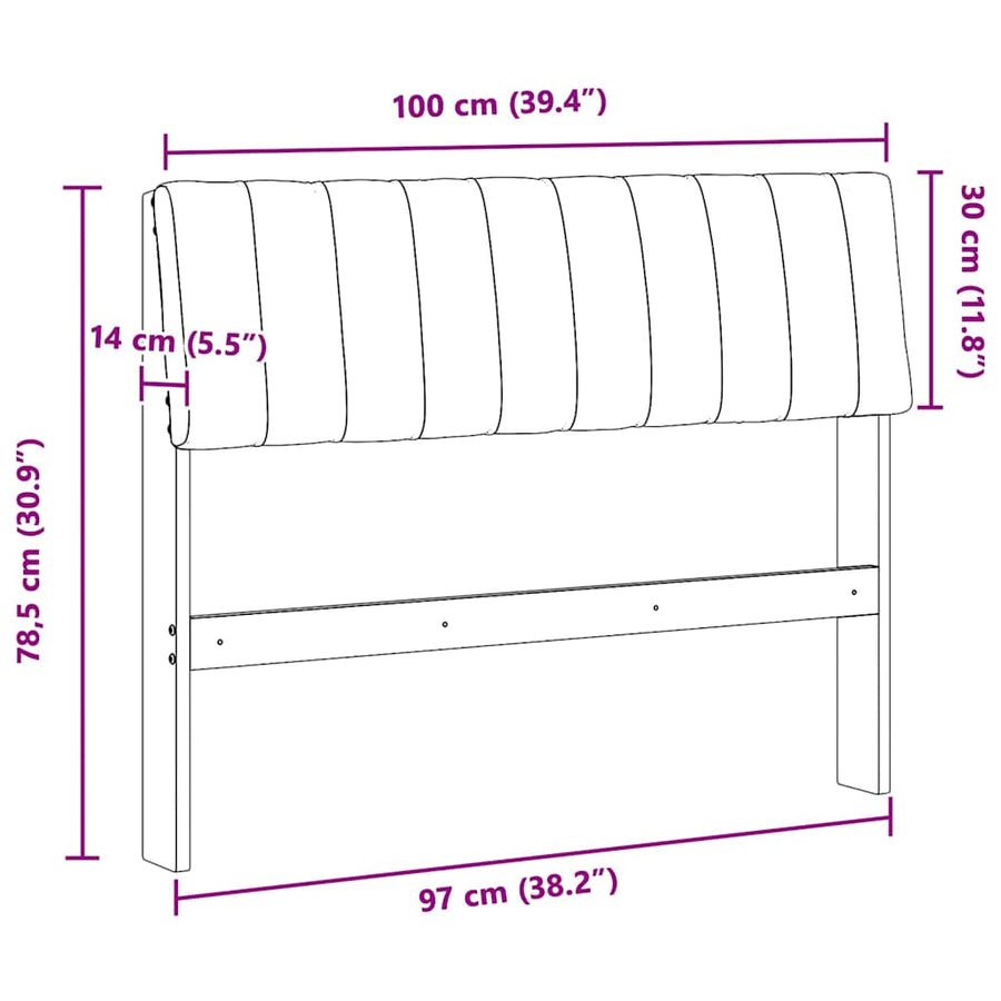 Gestoffeerd hoofdbord Zwart 100 cm Massief grenenhout