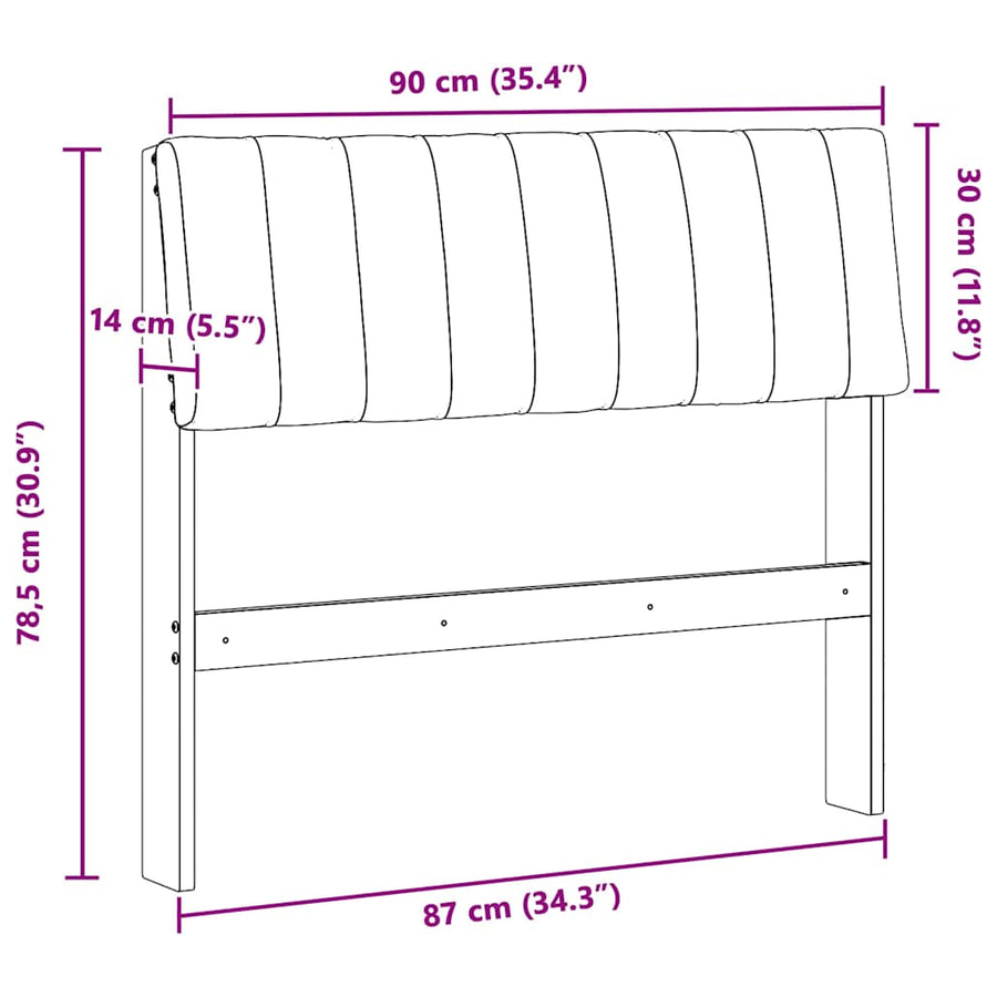 Gestoffeerd hoofdbord Donkergrijs 90 cm Massief grenenhout