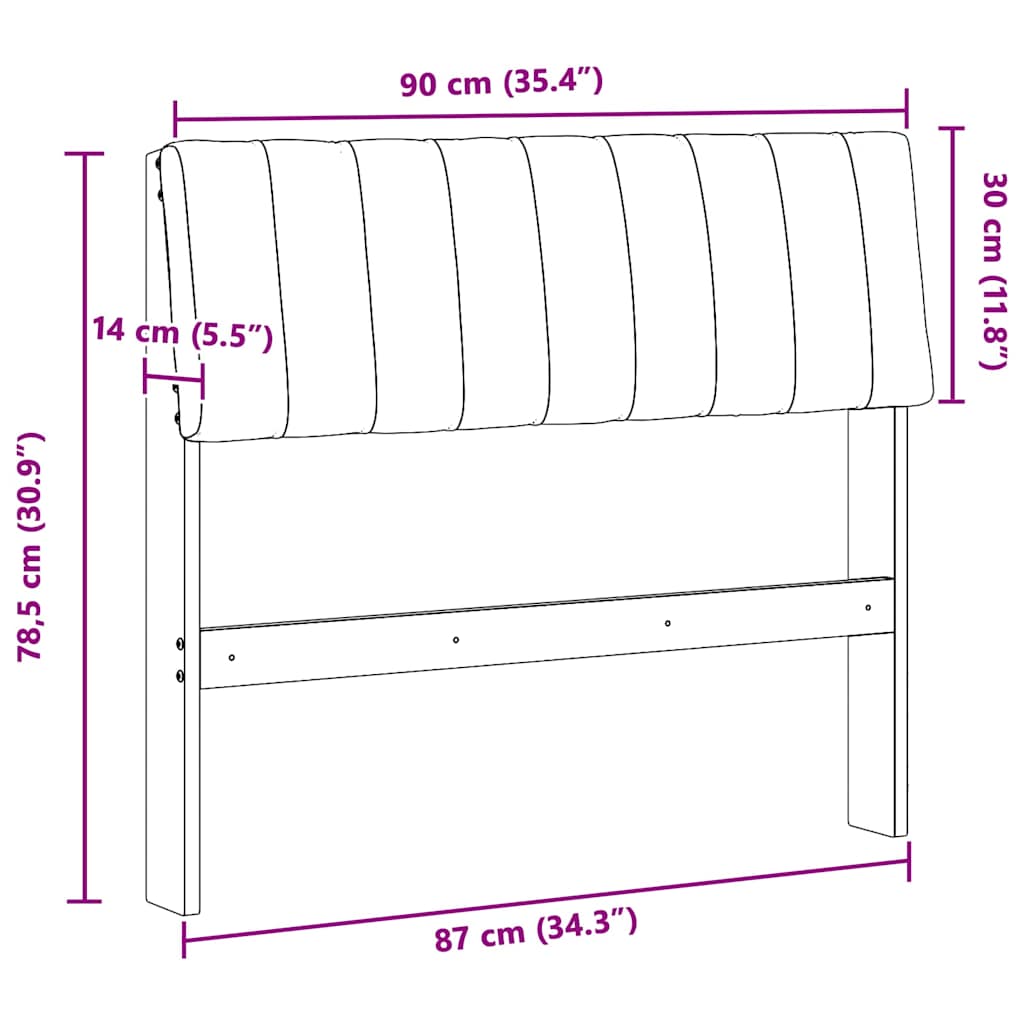 Gestoffeerd hoofdbord Lichtgrijs 90 cm Massief grenenhout