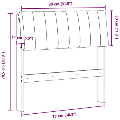Gestoffeerd hoofdbord Lichtgrijs 80 cm Massief grenenhout