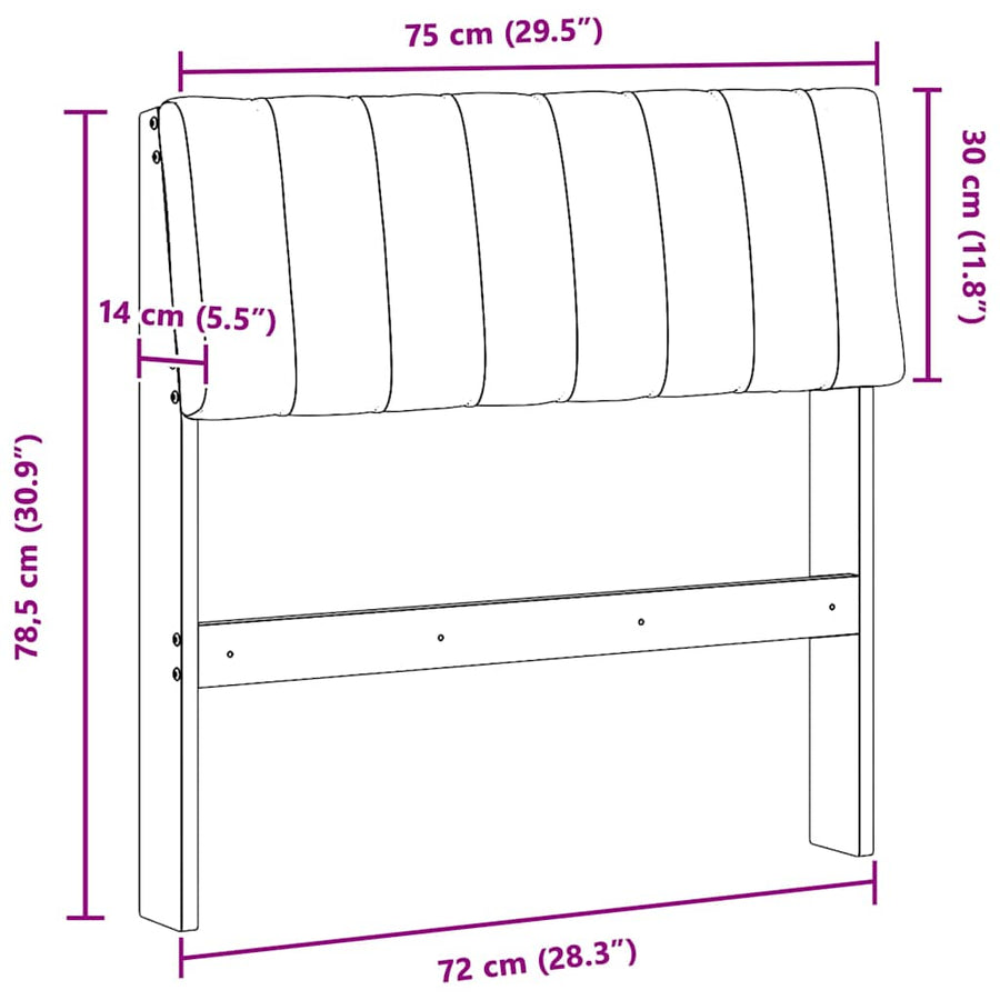 Gestoffeerd hoofdbord Taupe 75 cm Massief grenenhout