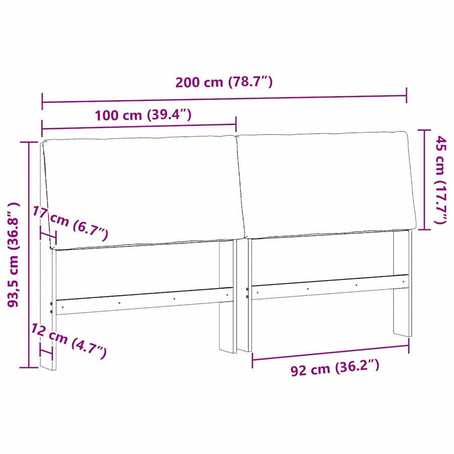Gestoffeerd hoofdbord Taupe 200 cm Massief grenenhout