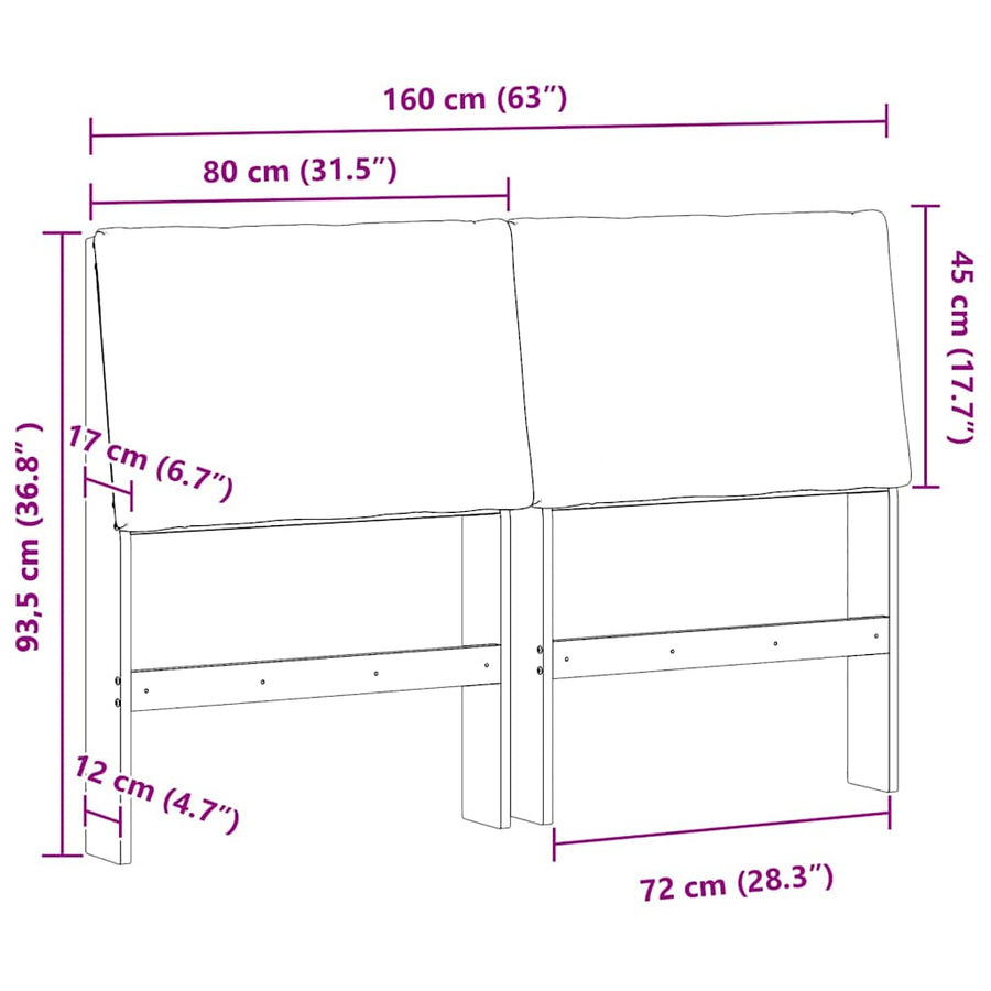 Gestoffeerd hoofdbord Taupe 160 cm Massief grenenhout