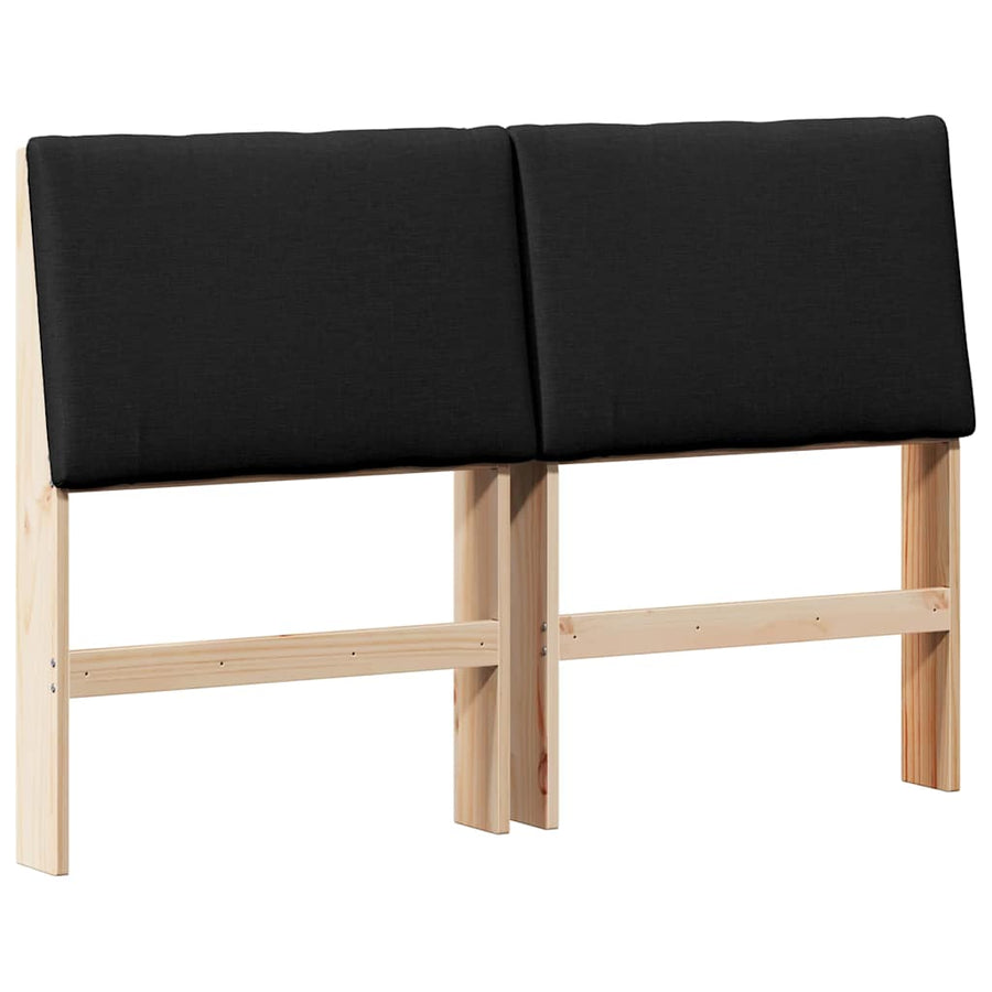 Gestoffeerd hoofdbord Zwart 150 cm Massief grenenhout