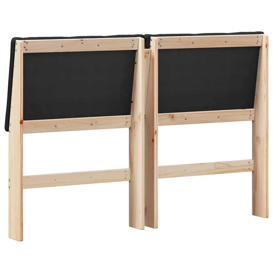 Gestoffeerd hoofdbord Zwart 150 cm Massief grenenhout