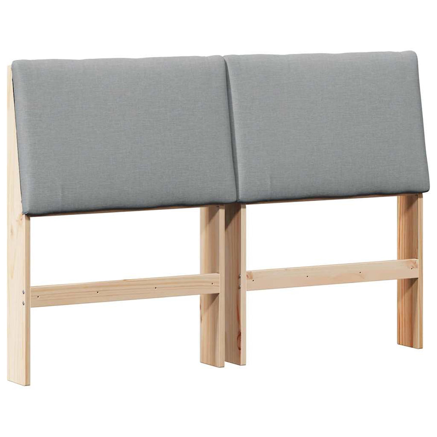 Gestoffeerd hoofdbord Lichtgrijs 140 cm Massief grenenhout