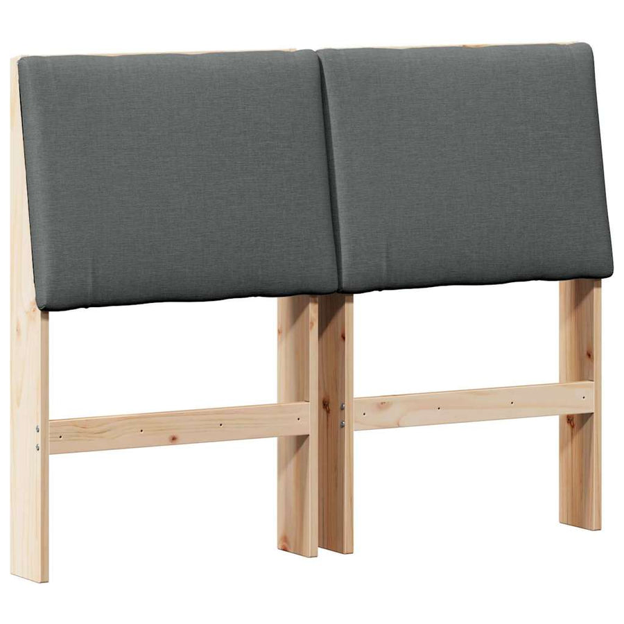 Gestoffeerd hoofdbord Donkergrijs 135 cm Massief grenenhout