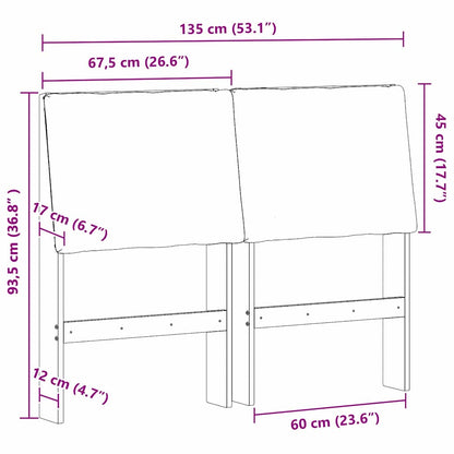 Gestoffeerd hoofdbord Donkergrijs 135 cm Massief grenenhout