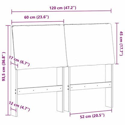 Gestoffeerd hoofdbord Lichtgrijs 120 cm Massief grenenhout