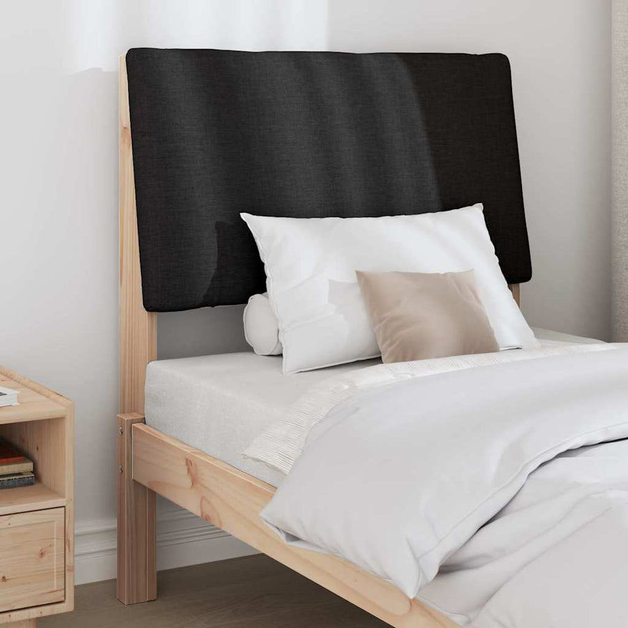 Gestoffeerd hoofdbord Zwart 80 cm Massief grenenhout