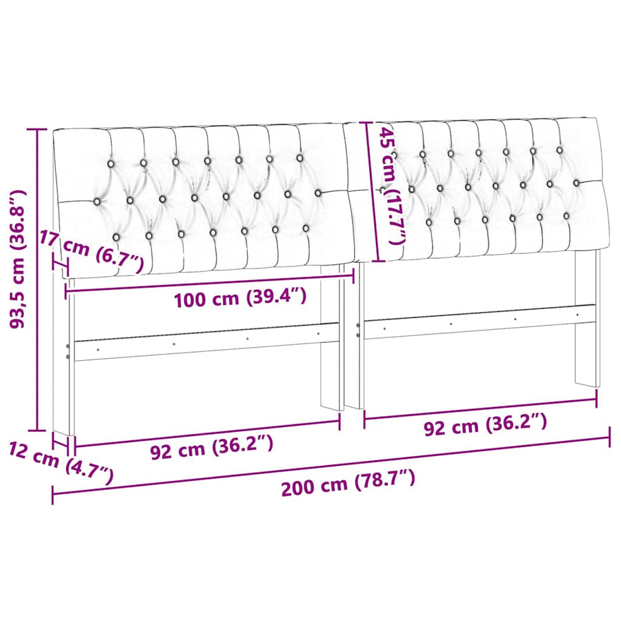 Gestoffeerd hoofdbord Donkergrijs 200 cm Massief grenenhout
