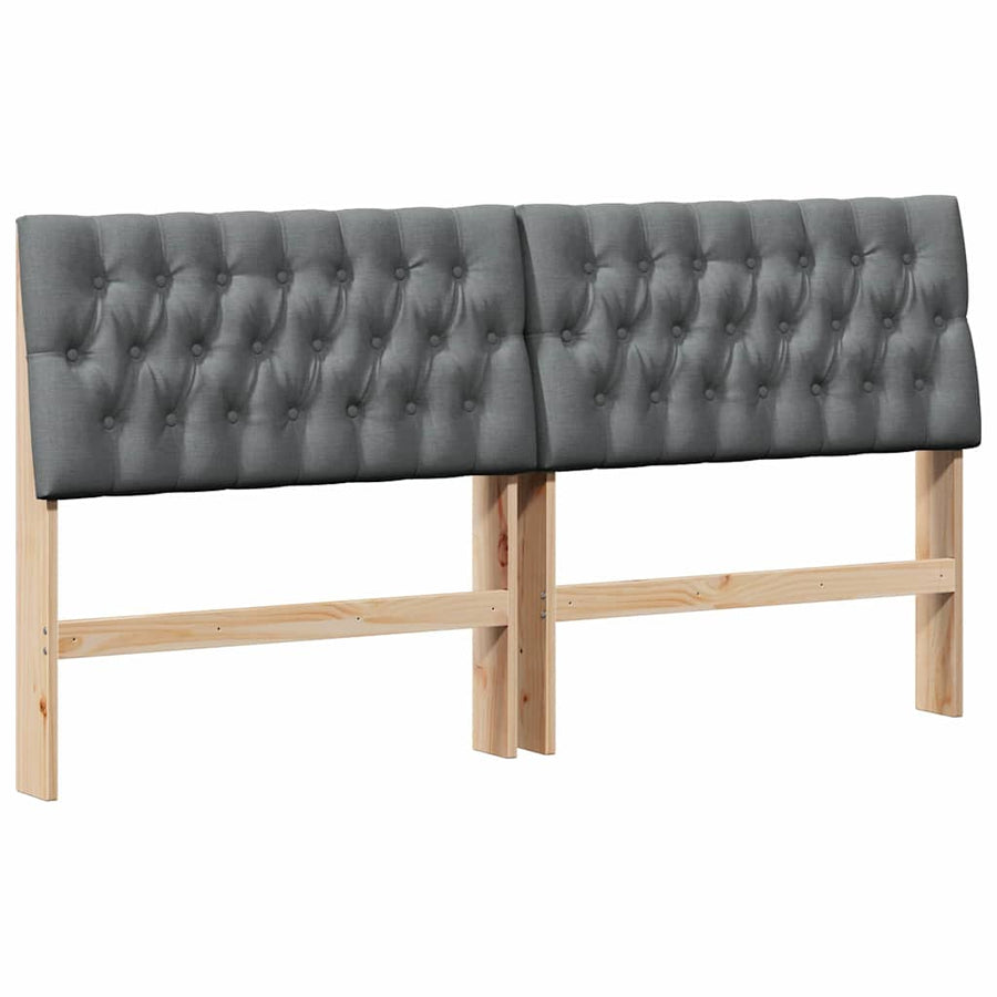 Gestoffeerd hoofdbord Donkergrijs 180 cm Massief grenenhout