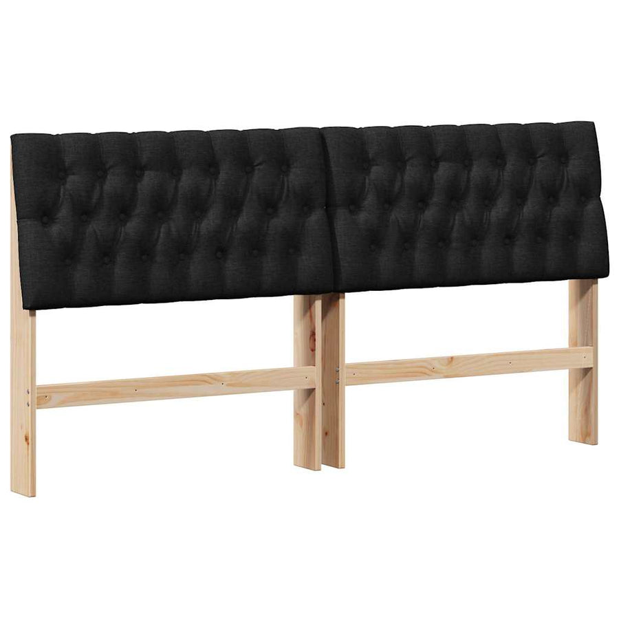 Gestoffeerd hoofdbord Zwart 180 cm Massief grenenhout