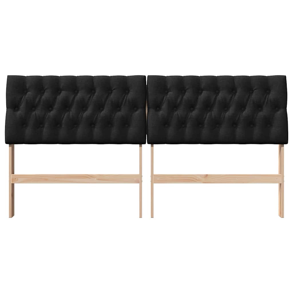 Gestoffeerd hoofdbord Zwart 180 cm Massief grenenhout
