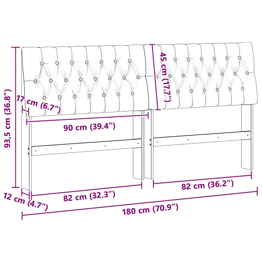 Gestoffeerd hoofdbord Zwart 180 cm Massief grenenhout