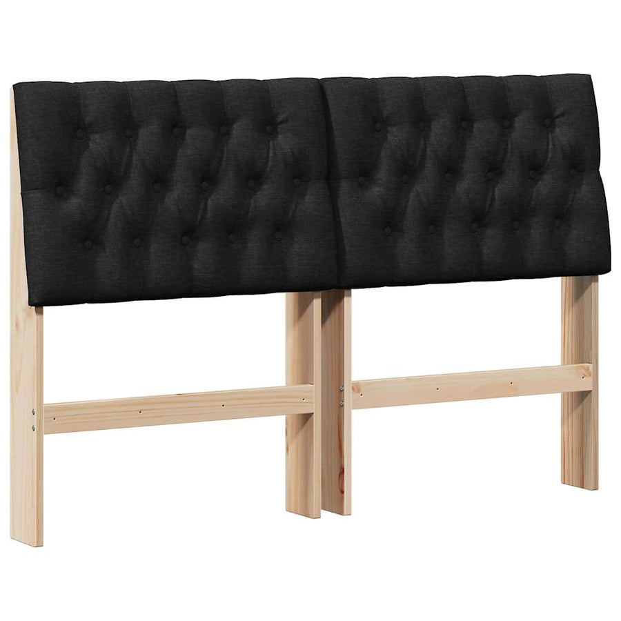 Gestoffeerd hoofdbord Zwart 160 cm Massief grenenhout