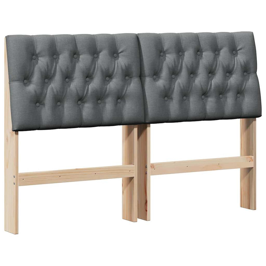 Gestoffeerd hoofdbord Donkergrijs 150 cm Massief grenenhout