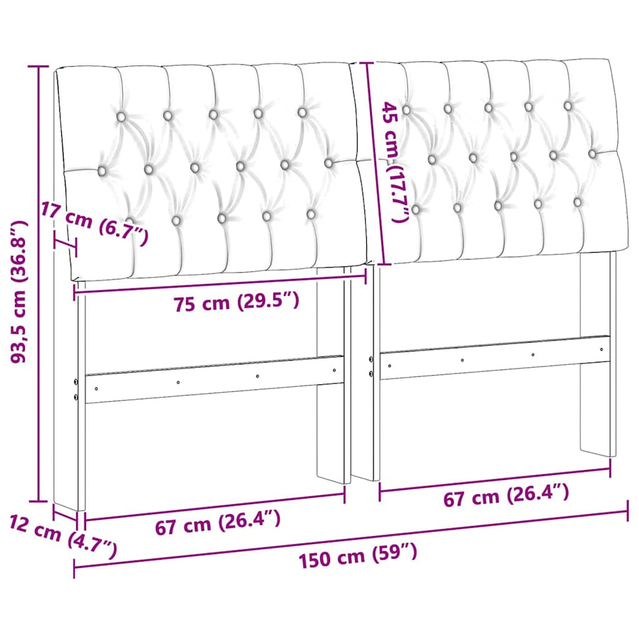 Gestoffeerd hoofdbord Lichtgrijs 150 cm Massief grenenhout