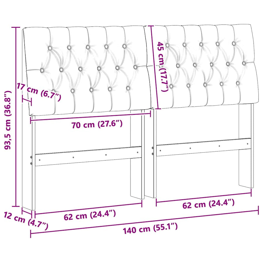 Gestoffeerd hoofdbord Lichtgrijs 140 cm Massief grenenhout